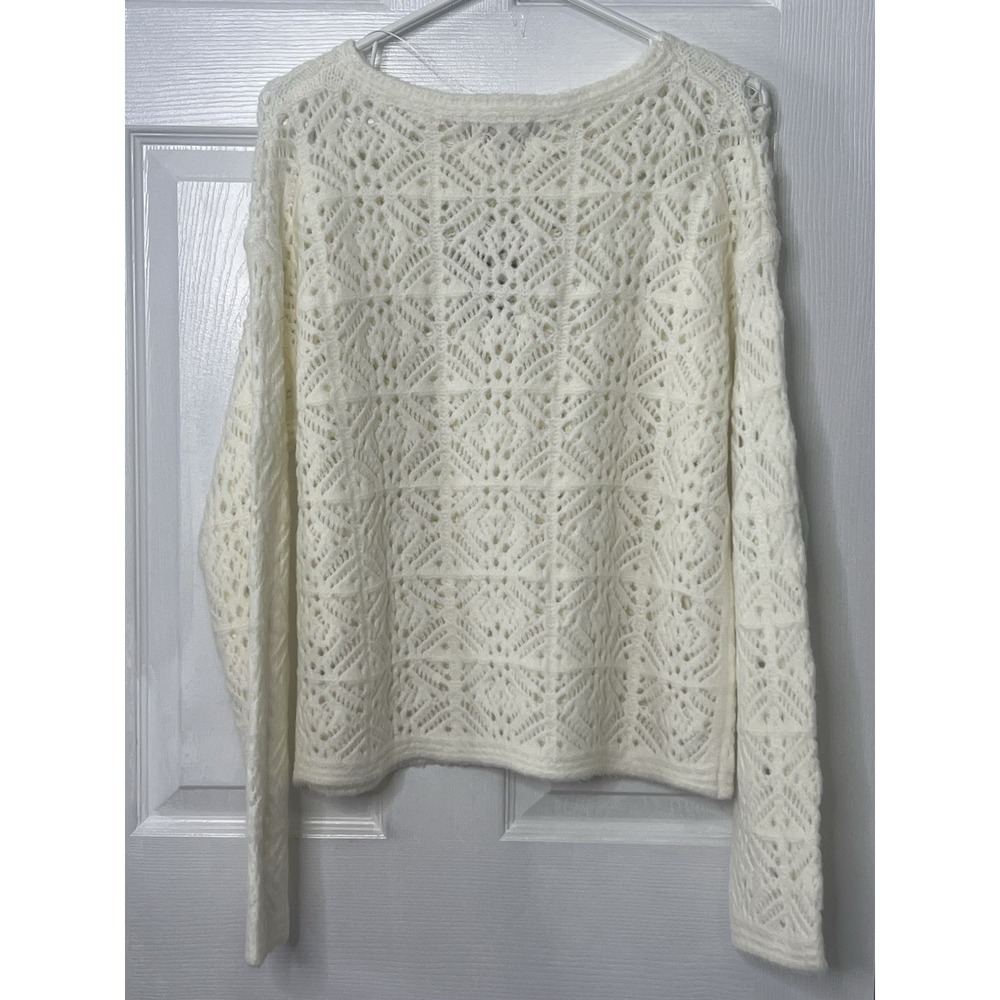 Universal Thread Ivory Crochet Knit Sweater Boho‎ Cottagecore Soft Girl Top Sz M - Picture 3 of 7